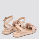 Scarpe Donna LIU JO Sandali Flat in Pelle e Rafia colore Rosa Antico