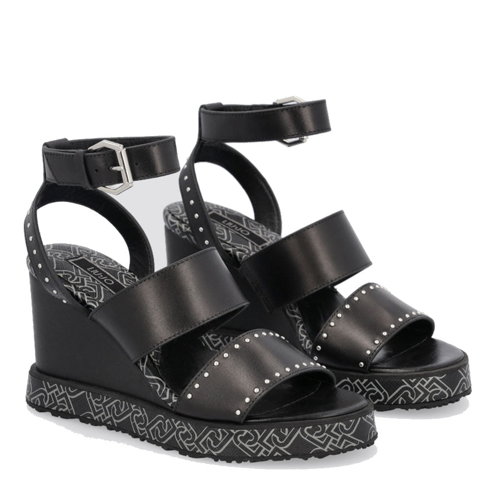 Scarpe Donna LIU JO Sandali Doppia Fascia in Pelle con Zeppa