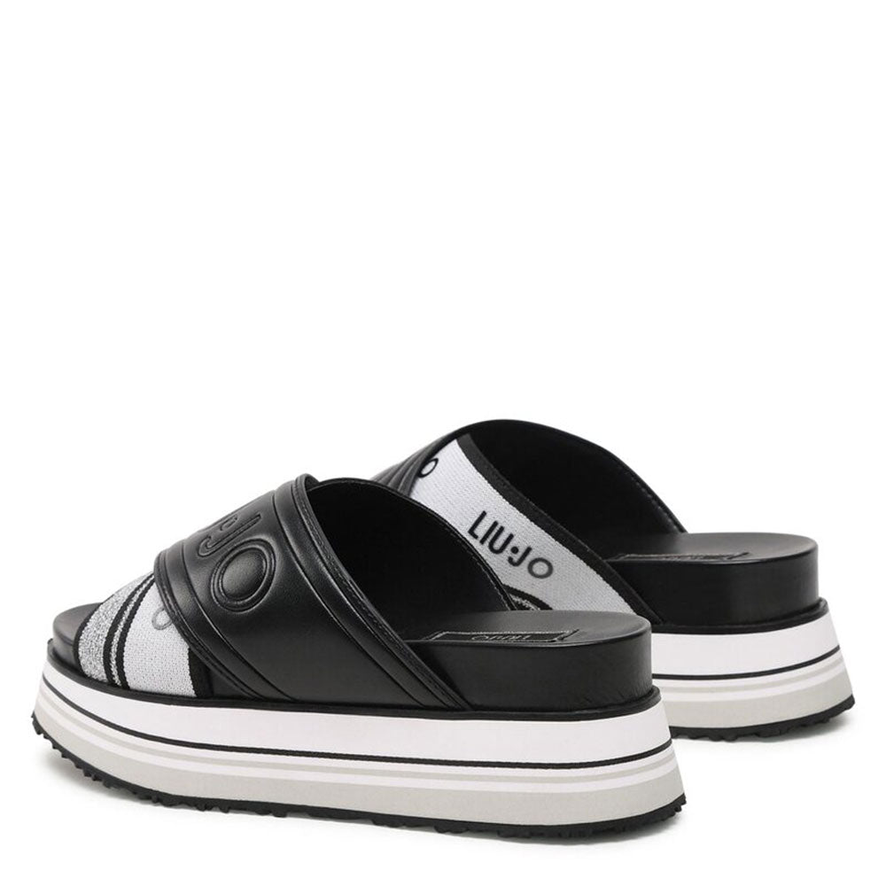 Scarpe Donna LIU JO Ciabatte Platform Frida 24 con Fasce Intrecciate Logate colore Nero