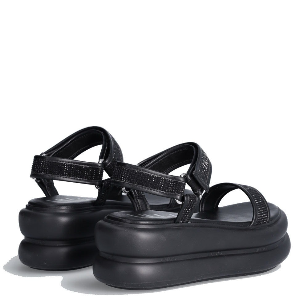 Damenschuhe LIU JO Aria 03 Plateausandalen mit Strasssteinen in Schwarz