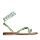 Damenschuhe LIU JO Flat Saba 05 Laminatsandalen Limettenfarbe