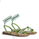 Damenschuhe LIU JO Flat Saba 05 Laminatsandalen Limettenfarbe