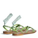 Damenschuhe LIU JO Flat Saba 05 Laminatsandalen Limettenfarbe