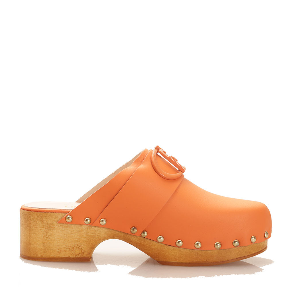 LIU JO Olga 04 Sabot Damenschuhe aus orangefarbenem Leder