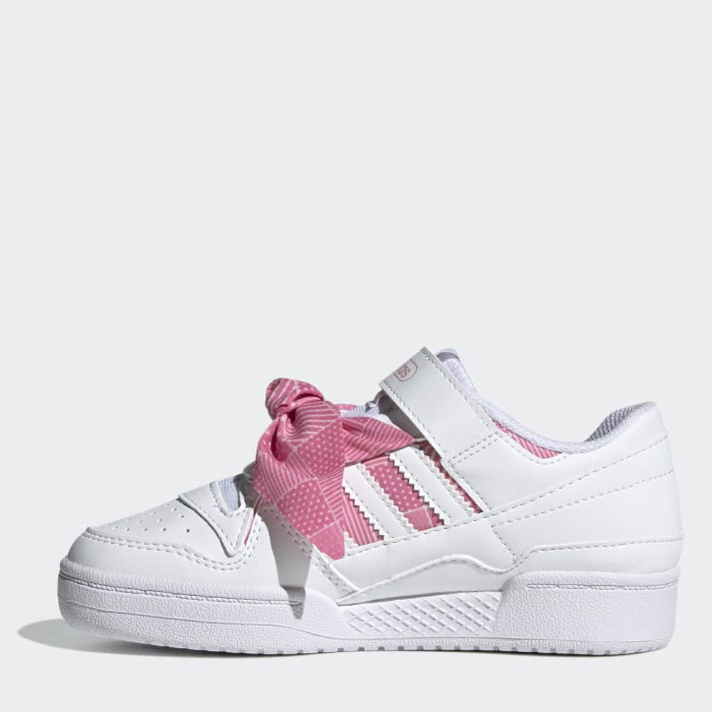 Scarpe Bambina ADIDAS Sneakers linea Forum Low colore Bianco e Rosa con Fiocco a Pois a sconto Cuoieriashop