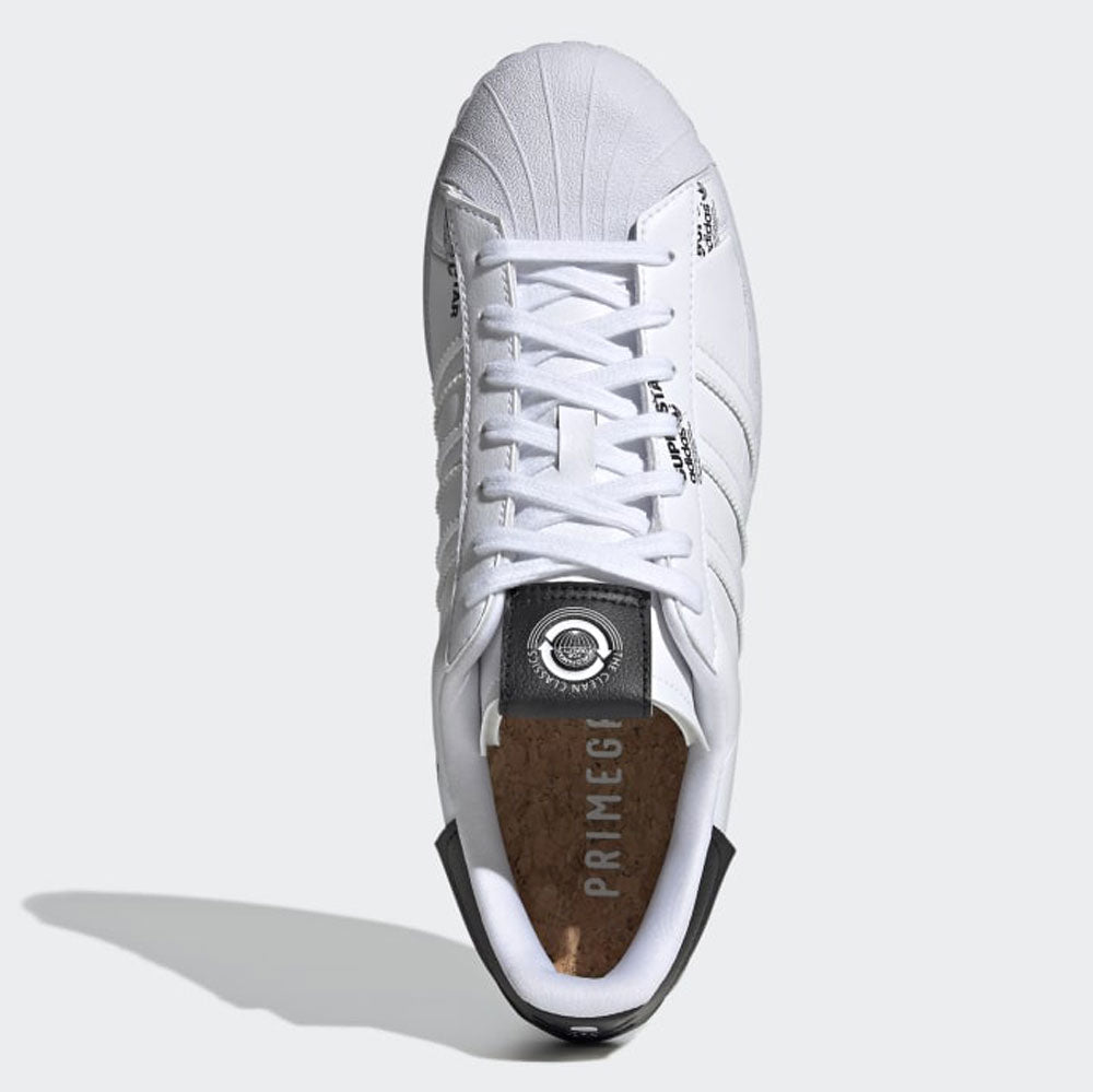 Scarpe Uomo ADIDAS Sneakers linea Superstar in Pelle Sintetica colore Bianco e Nero con Scritte Laterali a sconto Cuoieriashop