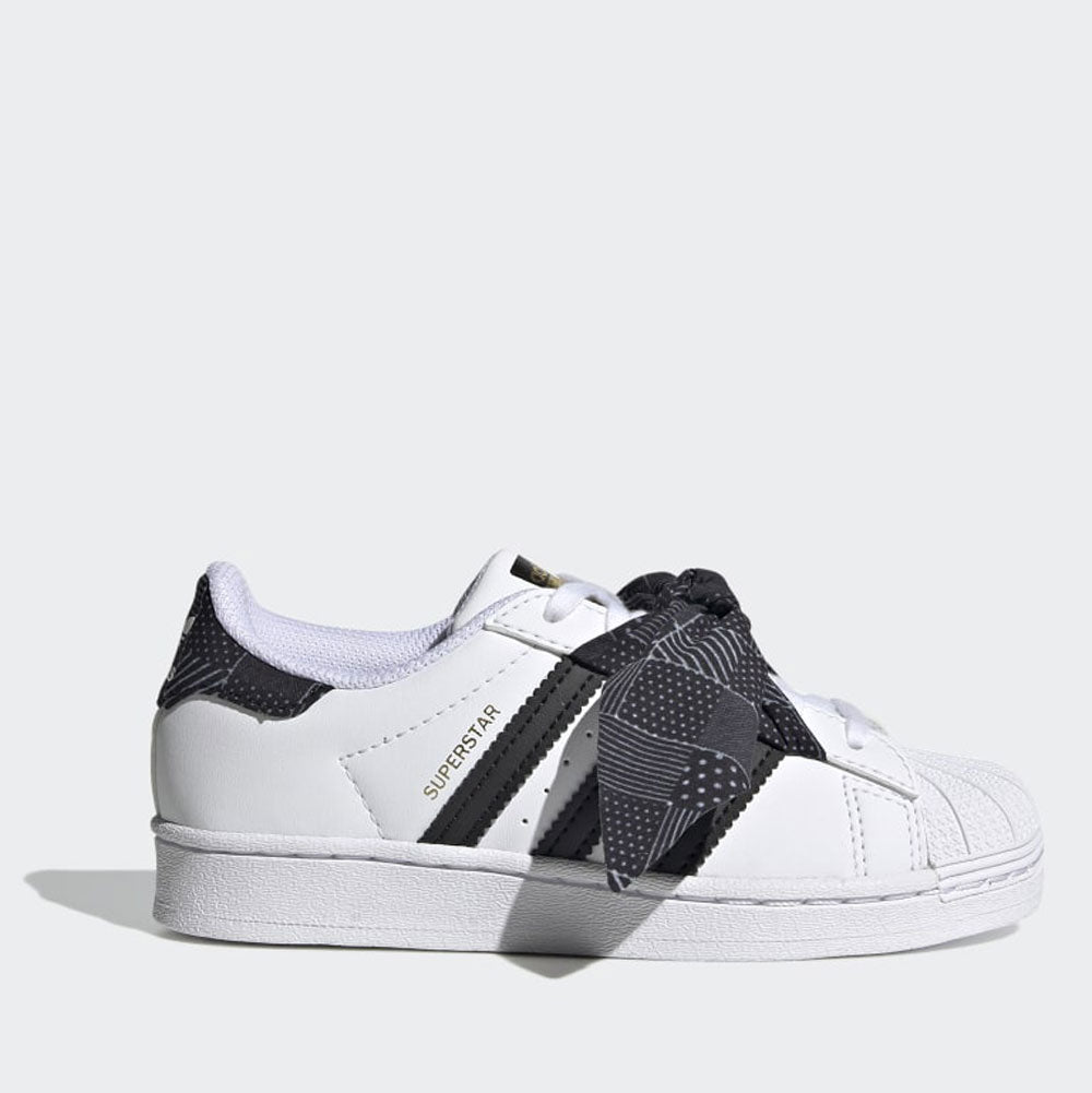 Scarpe Bambina ADIDAS Sneakers linea Superstar C colore Bianco e Nero con Fiocco a Pois