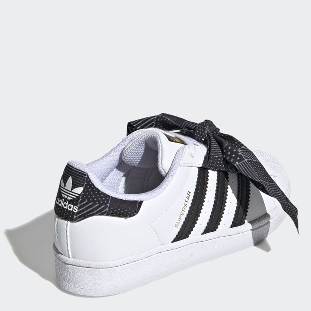 Scarpe Bambina ADIDAS Sneakers linea Superstar C colore Bianco e Nero con Fiocco a Pois