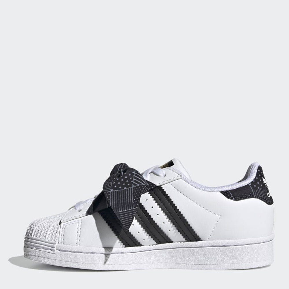 Scarpe Bambina ADIDAS Sneakers linea Superstar C colore Bianco e Nero con Fiocco a Pois