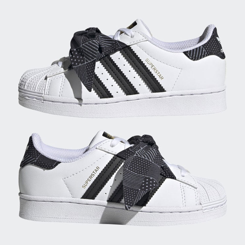 Scarpe Bambina ADIDAS Sneakers linea Superstar C colore Bianco e Nero con Fiocco a Pois