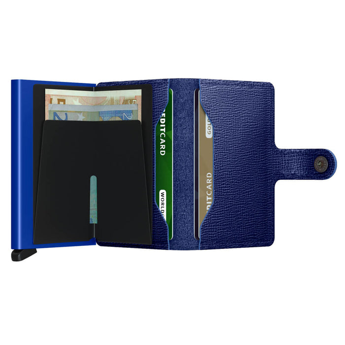 Porta Carte con Clip SECRID linea Miniwallet Crisple in Pelle Cobalto con RFID