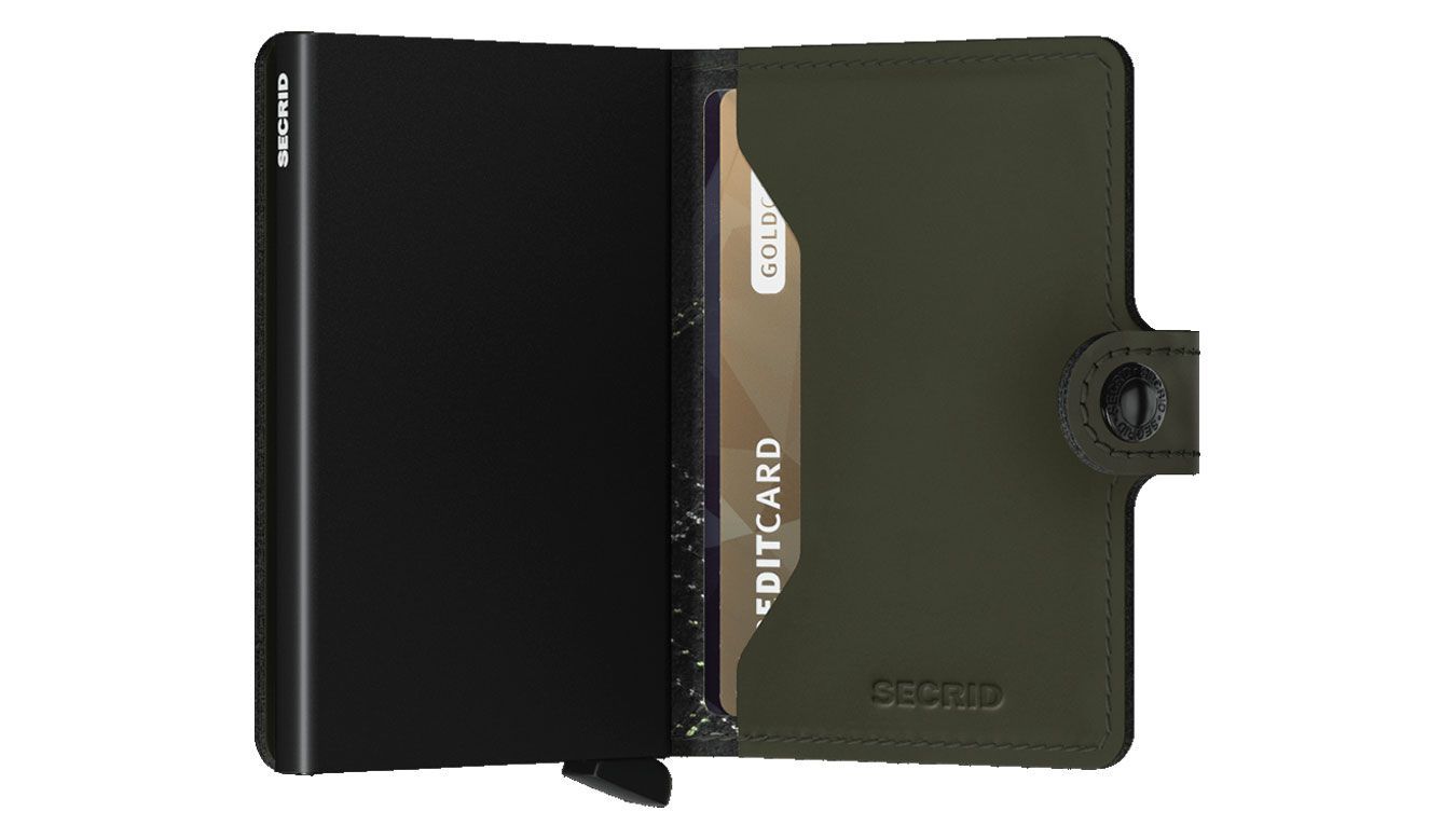 Porta Carte con Clip SECRID linea Stitch in Microfibra Green linea Lime  con RFID