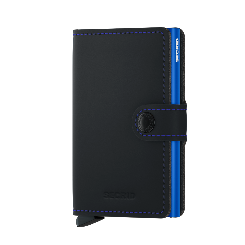 Porta Carte con Clip SECRID linea Miniwallet Matte Black e Blue con RFID