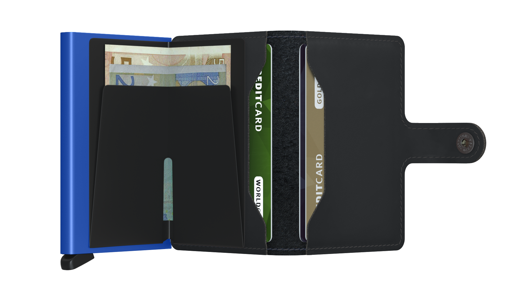 Porta Carte con Clip SECRID linea Miniwallet Matte Black e Blue con RFID