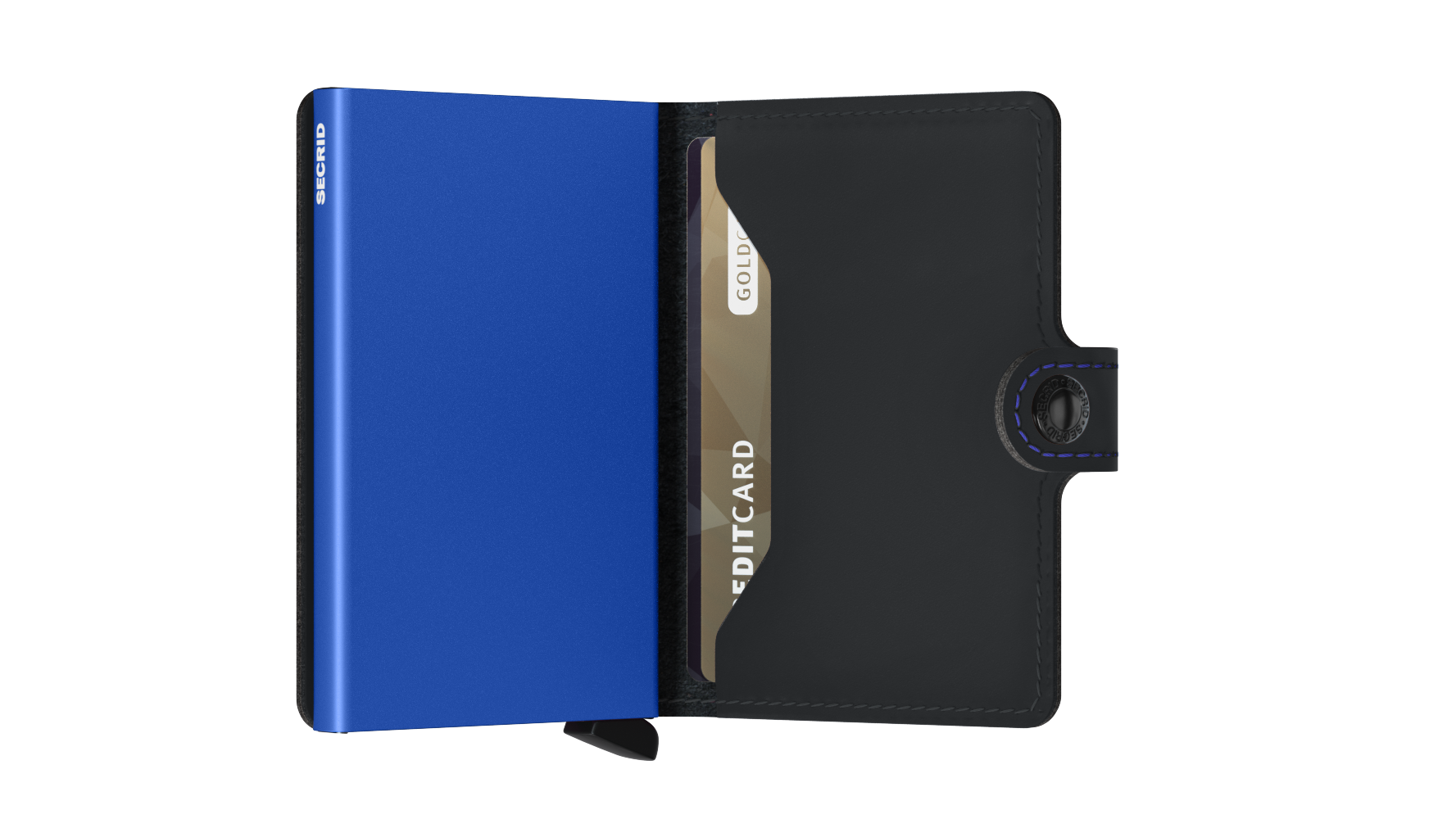 Porta Carte con Clip SECRID linea Miniwallet Matte Black e Blue con RFID