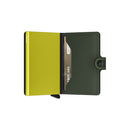 Porta Carte con Clip SECRID linea Miniwallet Matte in pelle Green & Lime con RFID