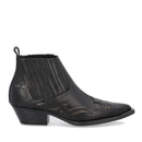 Damenschuhe LIU JO Texan Ankle Boots aus schwarzem Leder und Details in Metallic-Grau