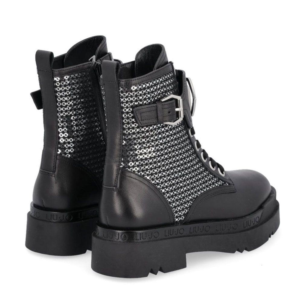 Scarpe Donna LIU JO Anfibi Love 33 in Pelle Nera con Paillettes All Over a sconto Cuoieriashop