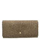 Portafoglio Donna Large con Bottone BORBONESE in Nylon Riciclato linea Jet Op Beige Brown
