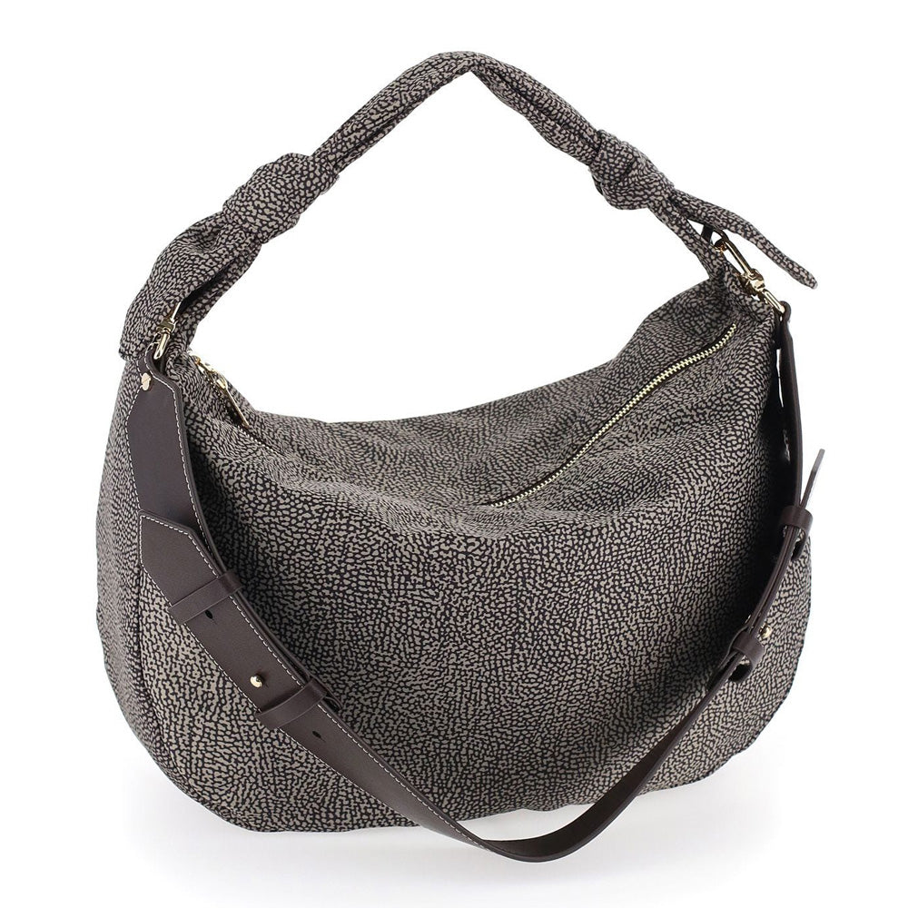 Borsa Hobo a Spalla BORBONESE linea Desert in Tessuto Jet OP