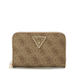 Women's GUESS Zip-Around Wallet Laurel in Latte Logo, Medium Size