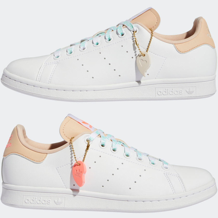 Scarpe Donna ADIDAS Sneakers linea Stan Smith colore Bianco Cipria e Rosso