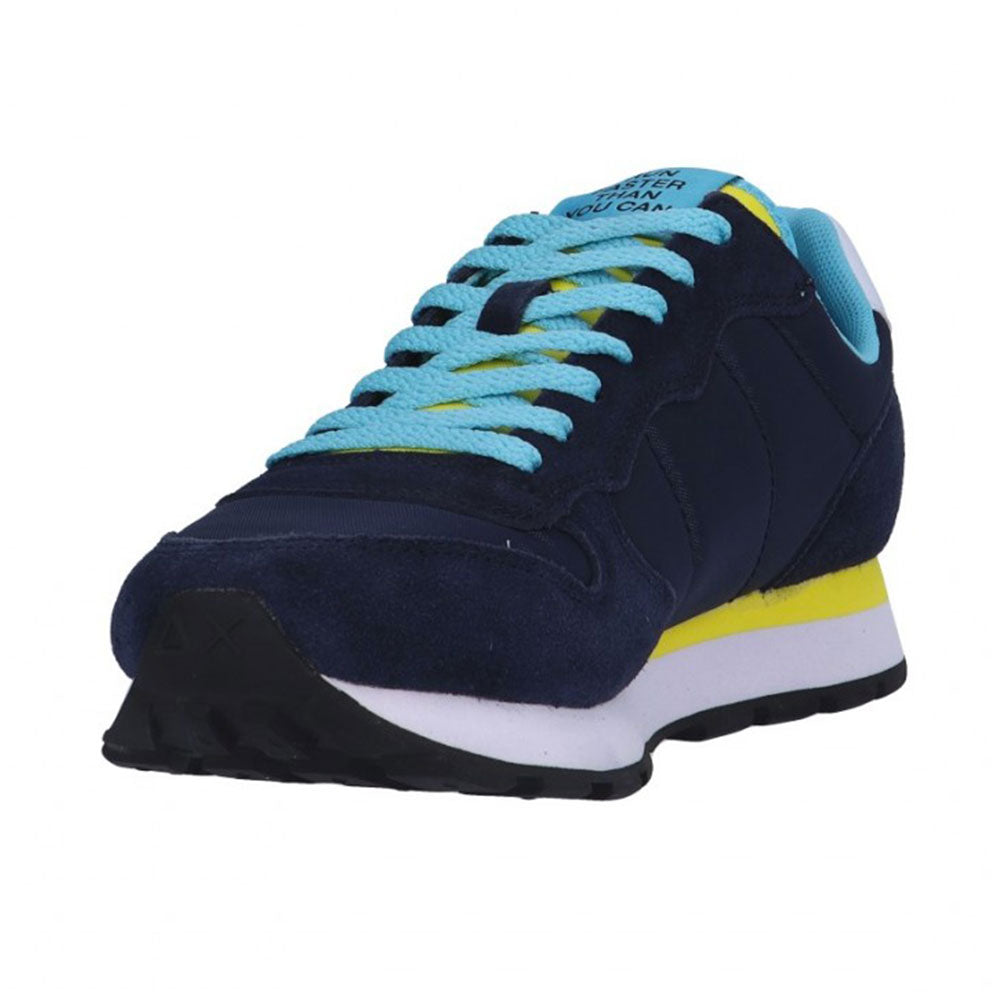 Scarpe Uomo Sun68 Sneakers Tom Solid Nylon colore Navy Blue - Giallo