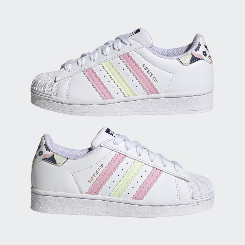Scarpe Bambina ADIDAS Sneakers linea Superstar C colore Bianco e Corallo