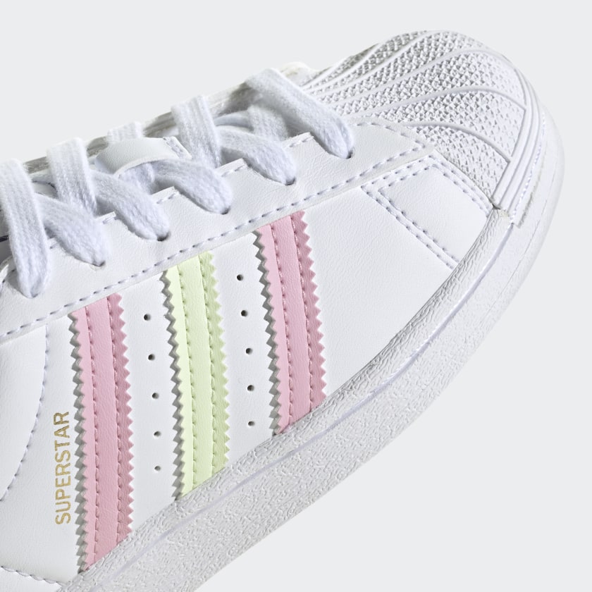 Scarpe Bambina ADIDAS Sneakers linea Superstar C colore Bianco e Corallo