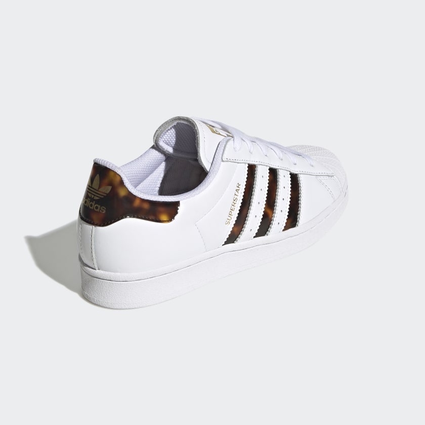 Scarpe Donna ADIDAS Sneakers linea Superstar W in Pelle colore Bianco e Marrone Tartarugato