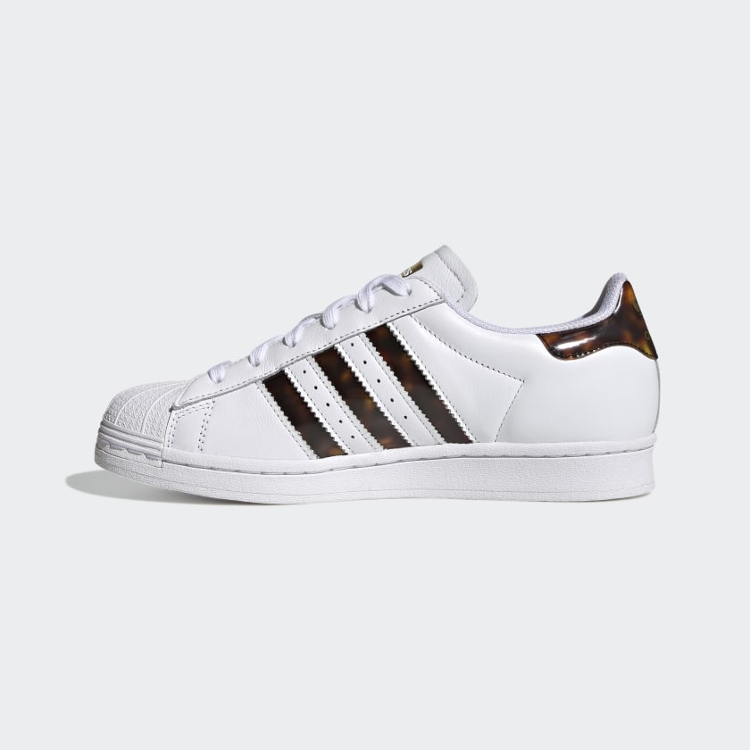 Scarpe Donna ADIDAS Sneakers linea Superstar W in Pelle colore Bianco e Marrone Tartarugato
