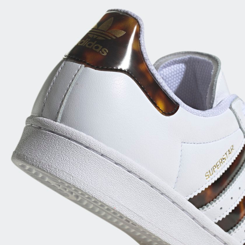 Scarpe Donna ADIDAS Sneakers linea Superstar W in Pelle colore Bianco e Marrone Tartarugato