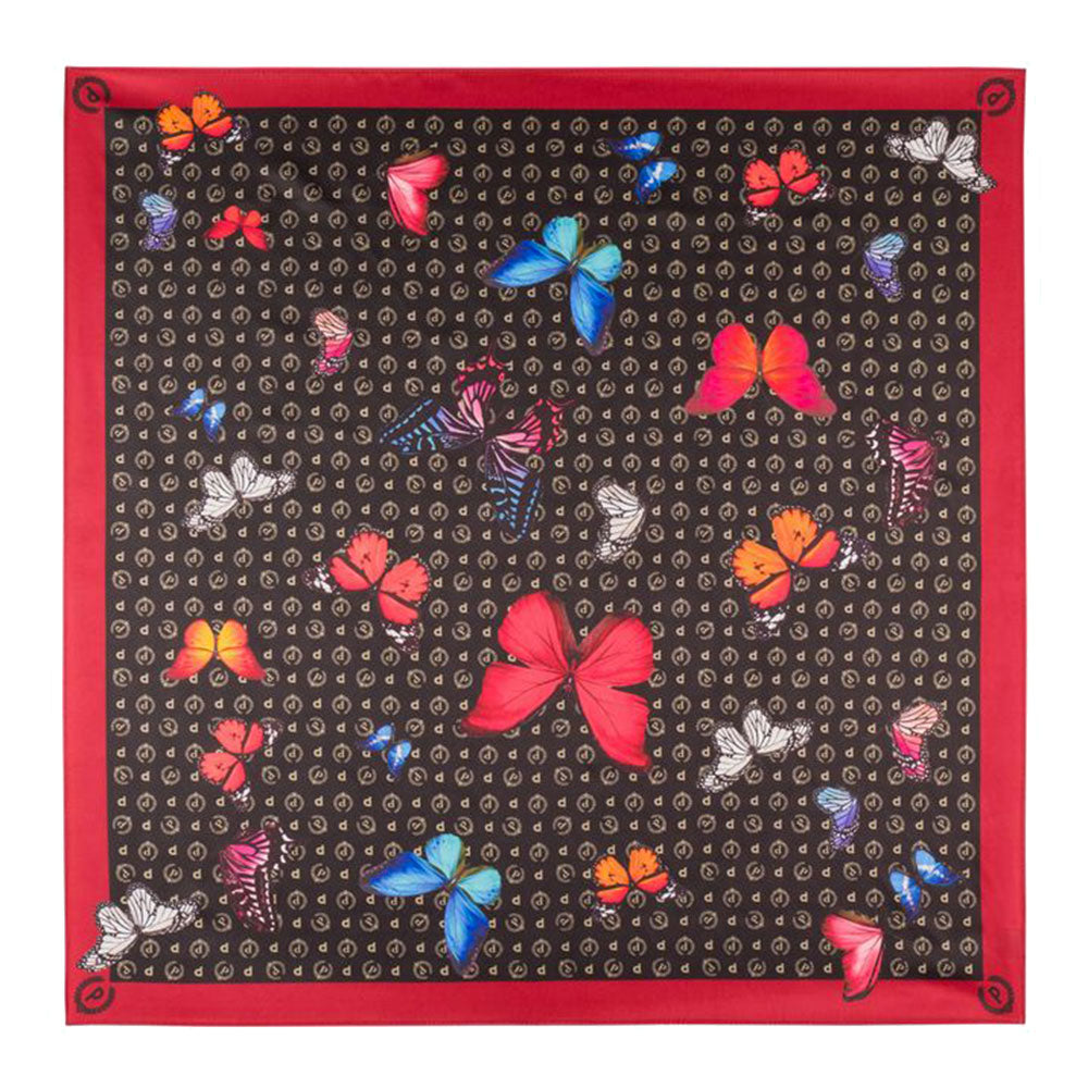 Foulard Donna POLLINI stampa Heritage Butterfly Nero Rosso