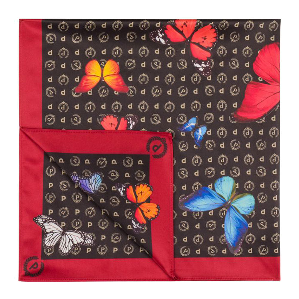 Foulard Donna POLLINI stampa Heritage Butterfly Nero Rosso