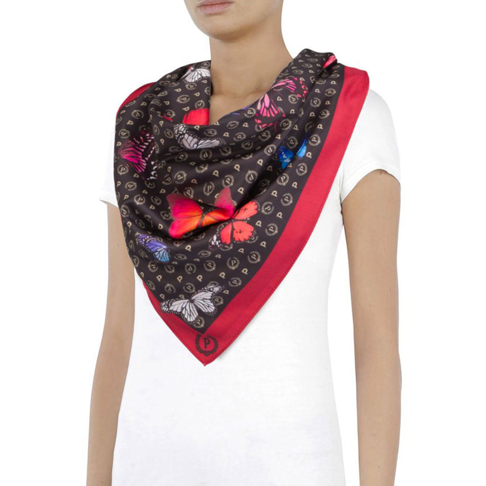 Foulard Donna POLLINI stampa Heritage Butterfly Nero Rosso