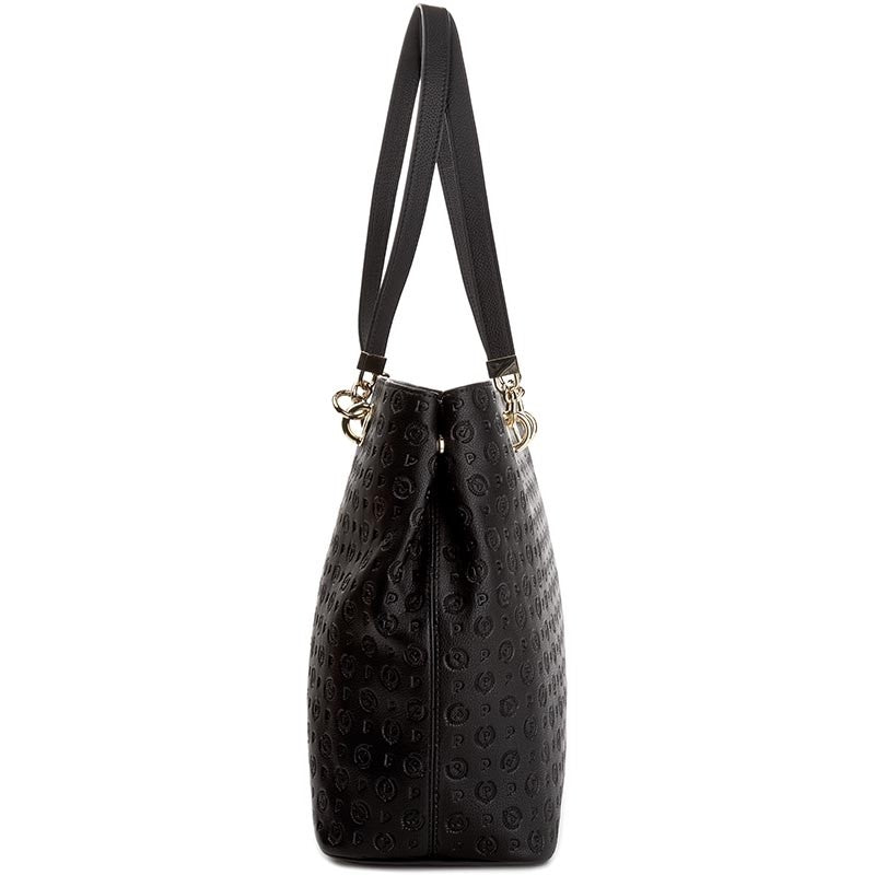 Women's Black Tote Bag POLLINI Heritage Embossed