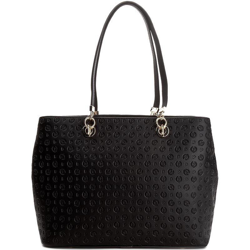 Women's Black Tote Bag POLLINI Heritage Embossed