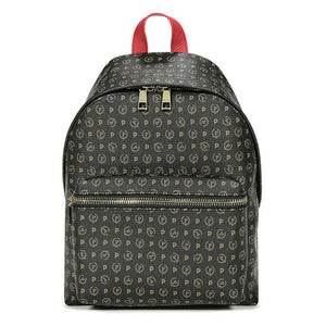Women's Black and Patent Black POLLINI Backpack Heritage Logo Classic