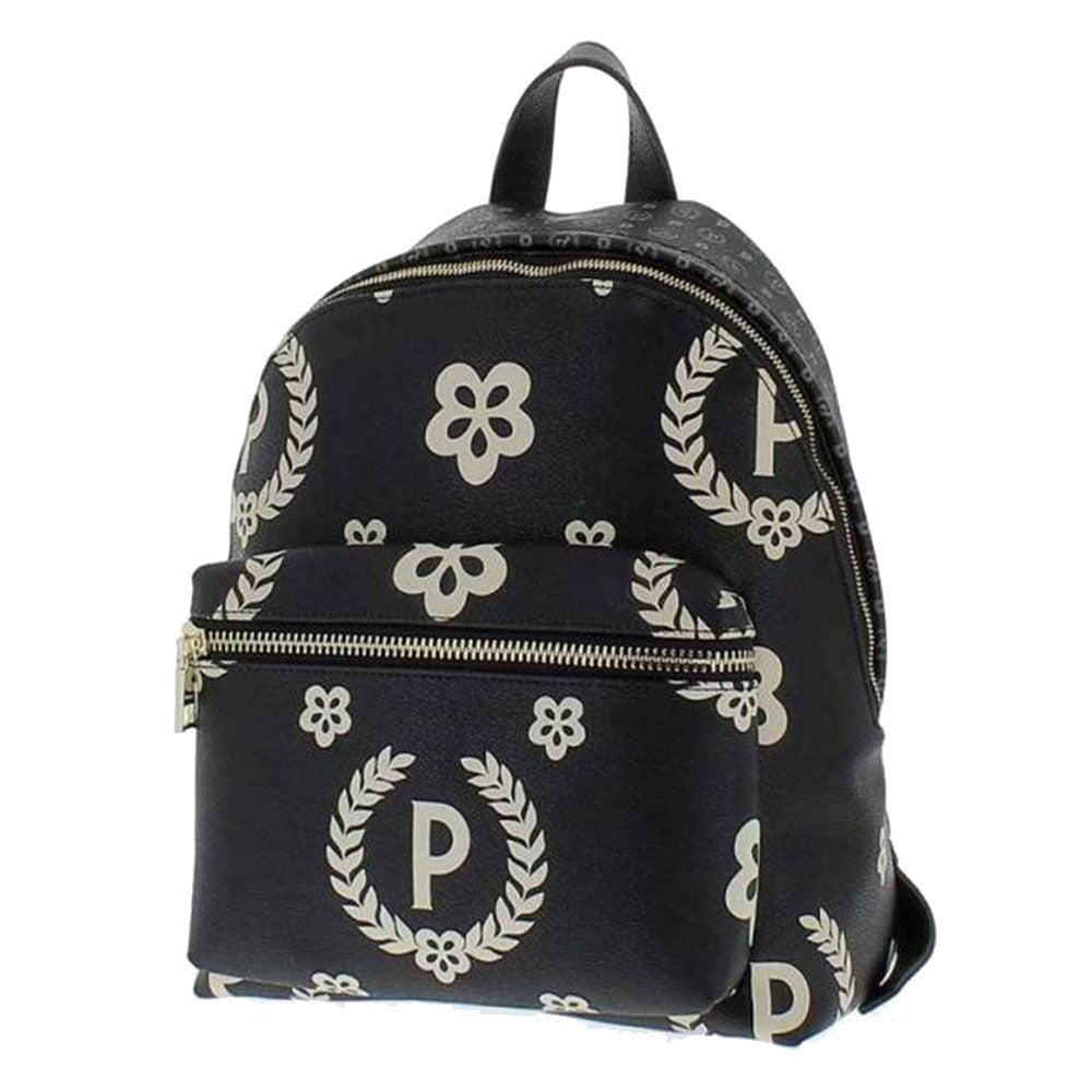 POLLINI Damenrucksack Neue Macro Heritage-Linie Schwarz und Weiß