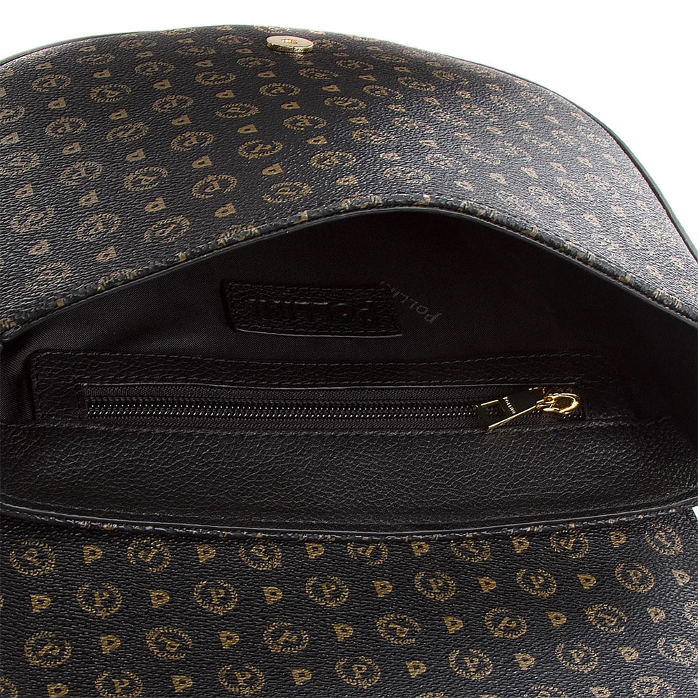 POLLINI Damen-Umhängetasche Heritage Logo Classic Schwarz und schwarze Linie