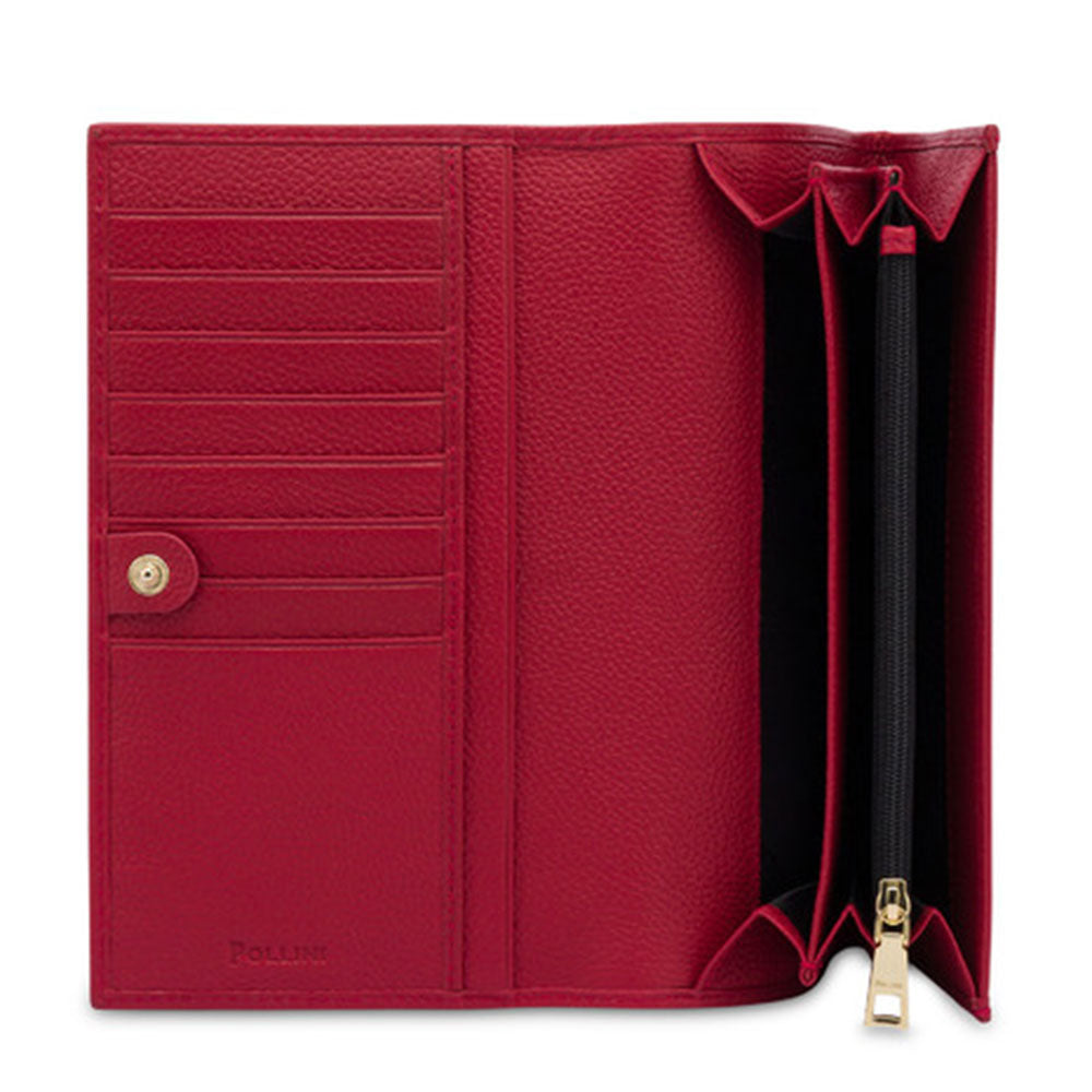 Damenbrieftasche mit Knopf POLLINI Heritage My Amore Linie Schwarz und Rot