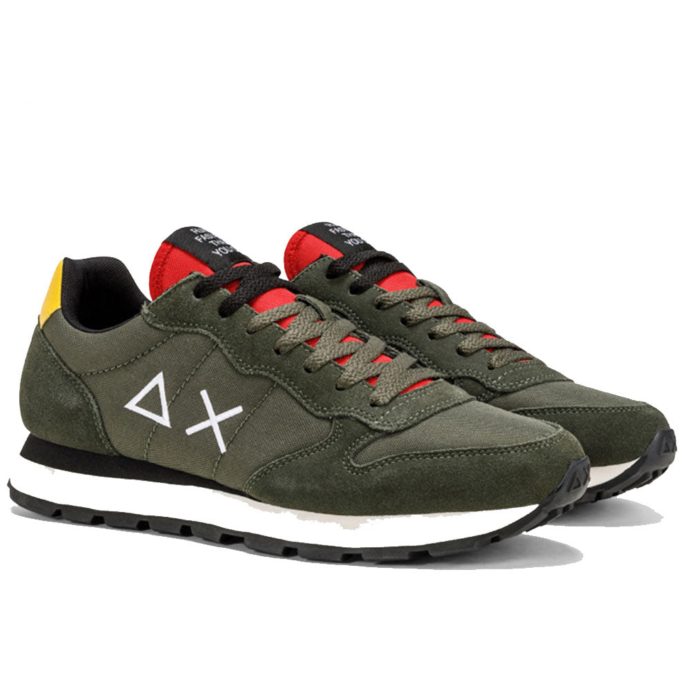 Scarpe Uomo Sun68 Sneakers Tom Solid Nylon Colore Militare Scuro