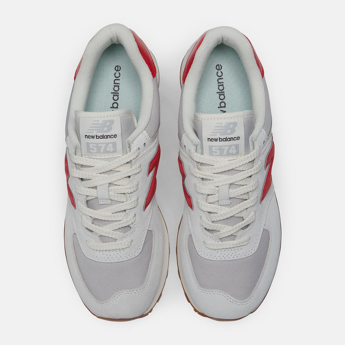 Scarpe Donna NEW BALANCE Sneakers 574 in Pelle colore White e Red