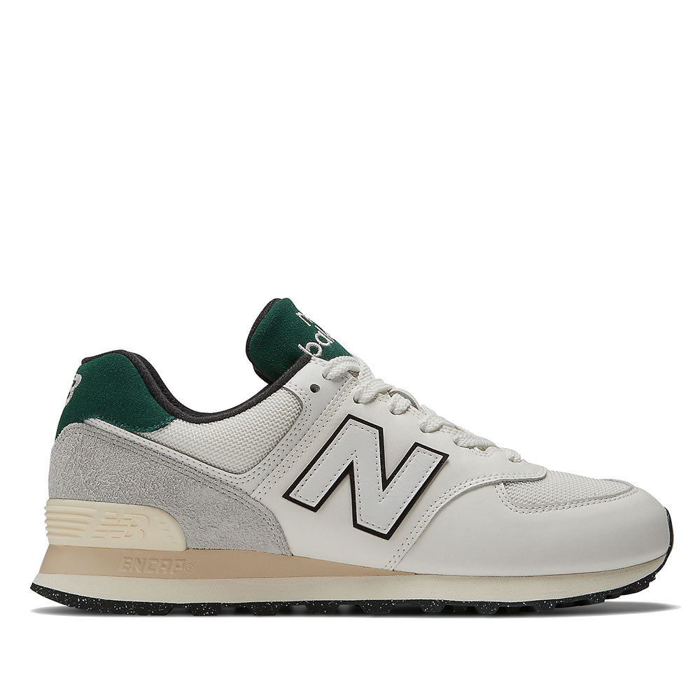 Herrenschuhe NEW BALANCE 574 Sneakers aus Leder und Mesh in Weiß und Grün