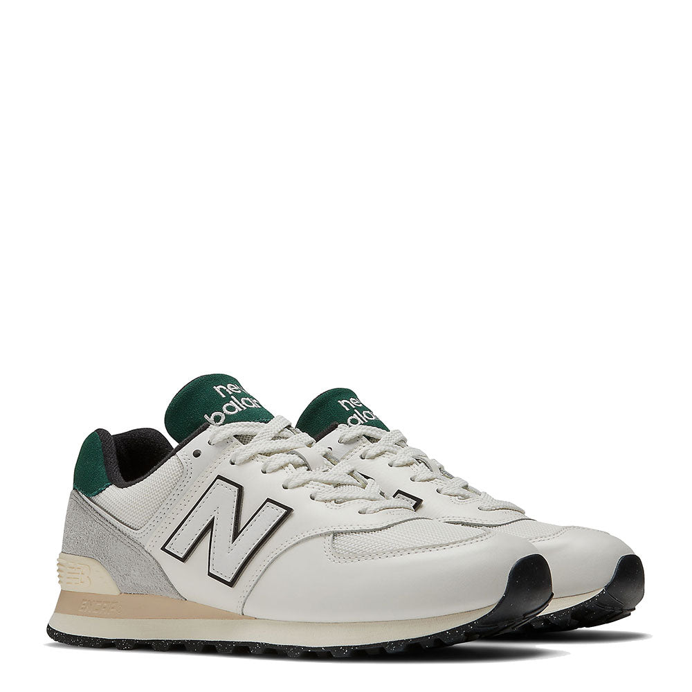 Herrenschuhe NEW BALANCE 574 Sneakers aus Leder und Mesh in Weiß und Grün