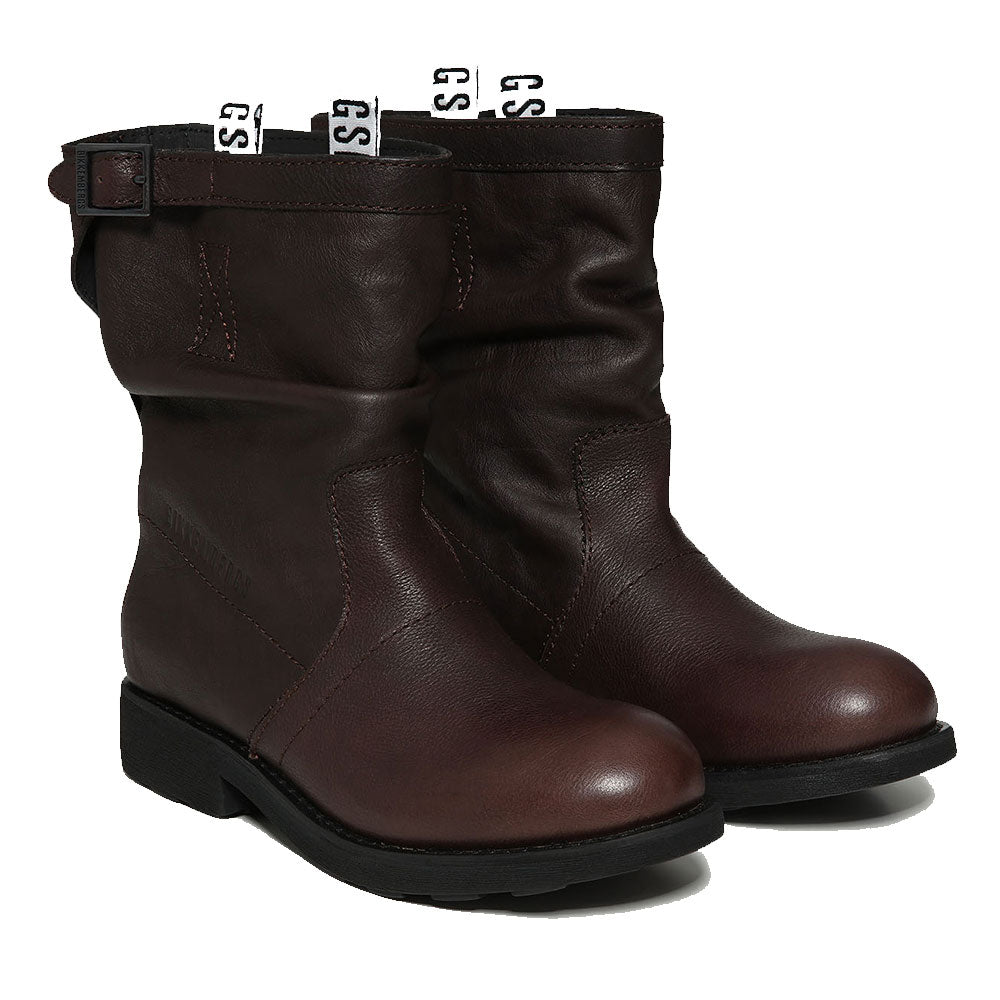 Scarpe Donna Bikkembergs Stivaletti Biker in Pelle Marrone Linea