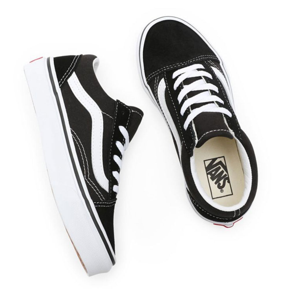 Unisex-Kinderschuhe VANS Old Skool Sneakers in Schwarz und True White