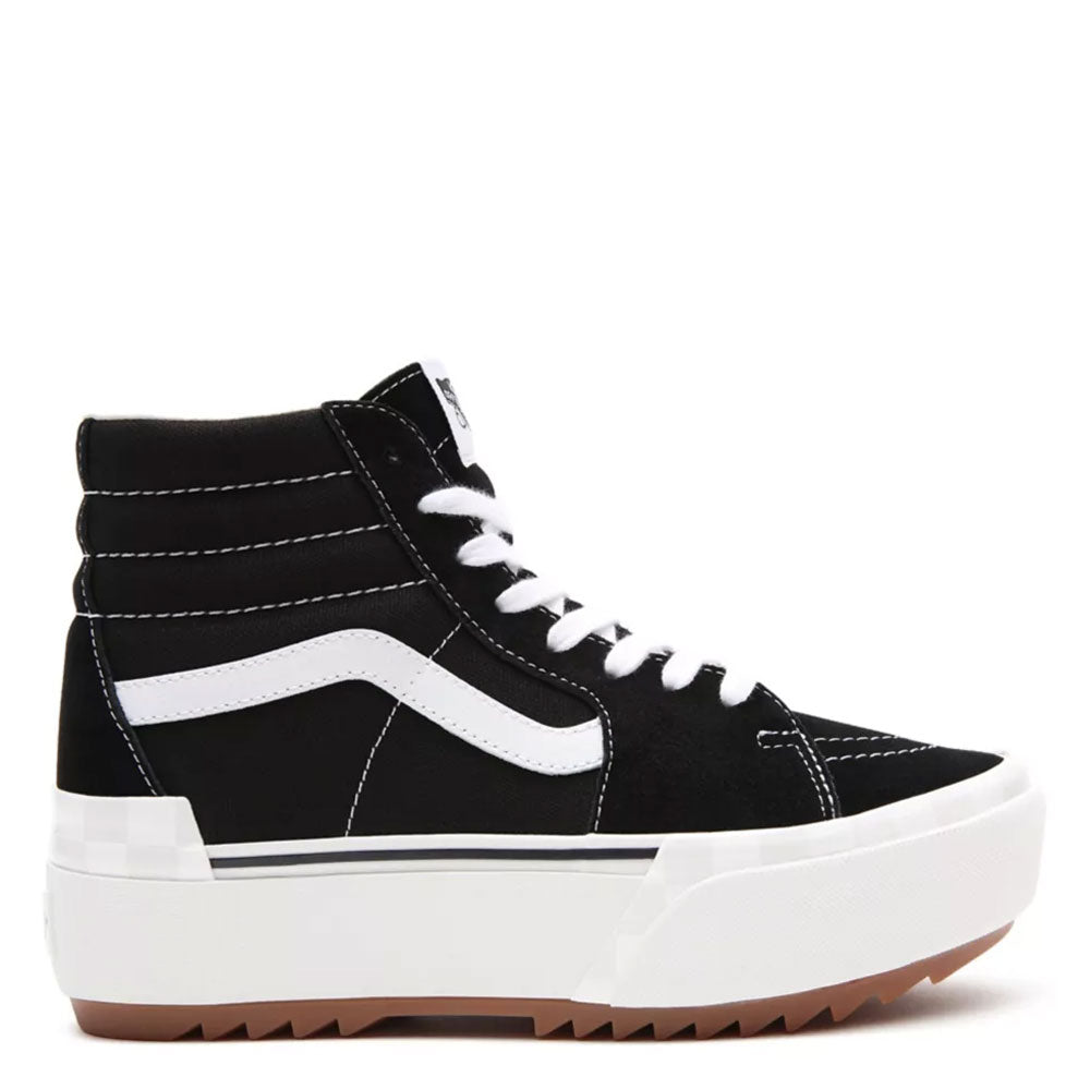 Damenschuhe VANS Sk8-Hi Stacked High Sneakers aus Canvas und Wildleder in Schwarz und Weiß