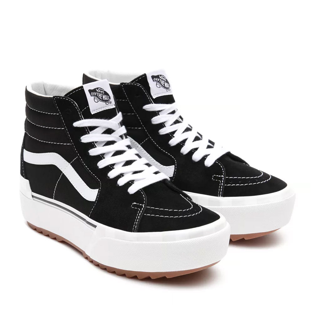 Damenschuhe VANS Sk8-Hi Stacked High Sneakers aus Canvas und Wildleder in Schwarz und Weiß