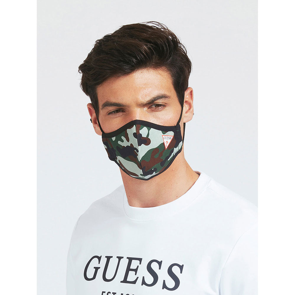 Unisex-Maske aus GUESS-Stoff mit Camouflage-Aufdruck